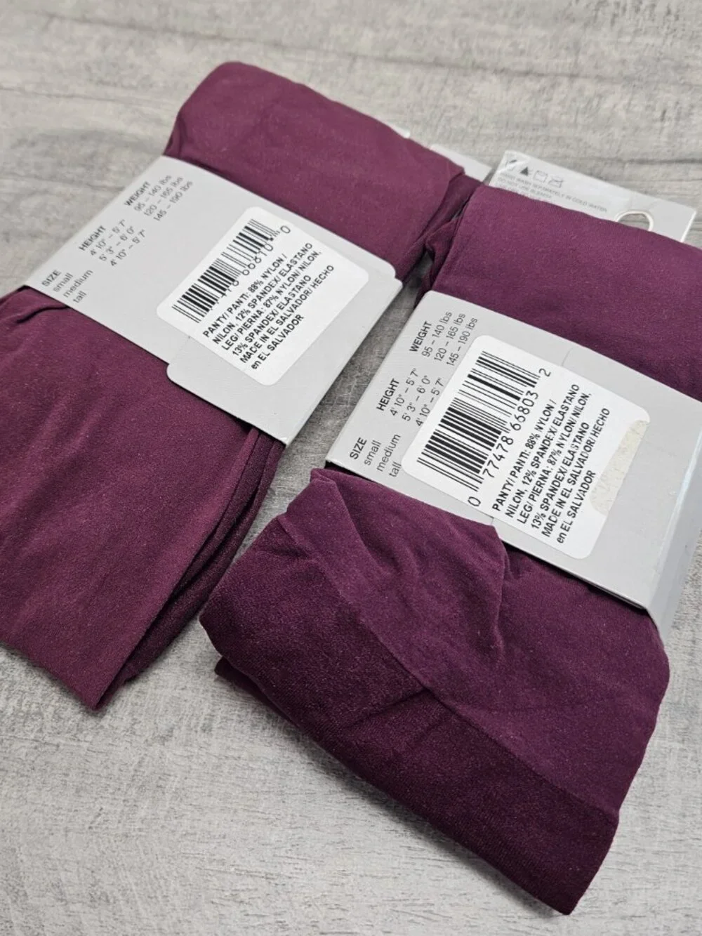LOT OF 2 HANES SEASONLESS CONTROL TOP TIGHTS CRANBERRY SPLASH WOMEN MEDIUM